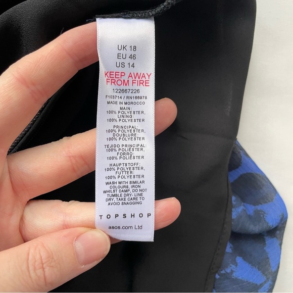 Topshop Curve V-neck Printed Mini Tea Dress 14 - Picture 9 of 9